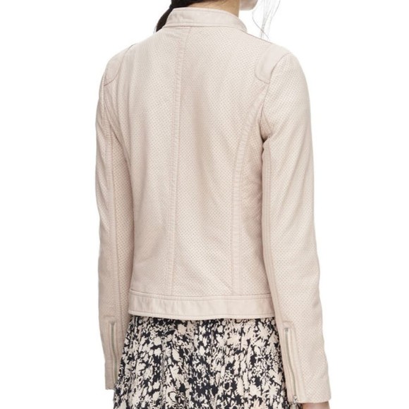 REBECCA TAYLOR Perforated Lamb Leather Bomber Moto Zip Up Pink Jacket Women's 8 - Picture 4 of 12